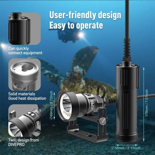 Divepro latarka z kanistrem 6500 lumenów sidemount ()